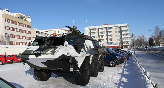 Tank in the public car park.