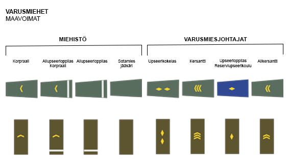 Miehistön ja varusmiesjohtajien arvomerkit